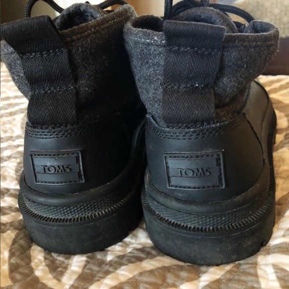 TOMS Cordova Black Wool with Leather Ankle Hiking Boots, Women's 6.5 - Picture 10 of 14